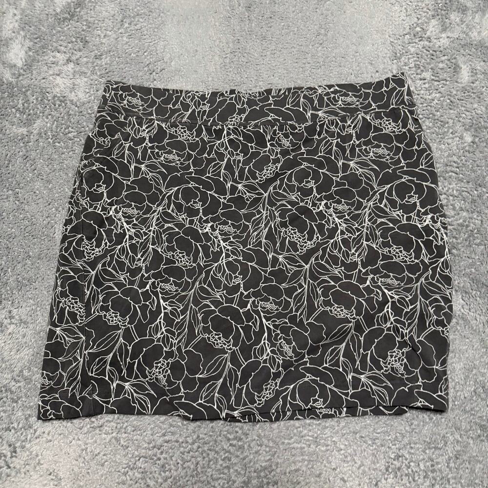 Duluth Trading Co NoGA Naturale Cotton Skort Gray Floral XL Stretch Pull On